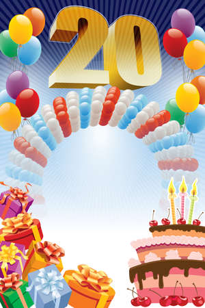 Twentieth birthday or anniversary banner.のイラスト素材