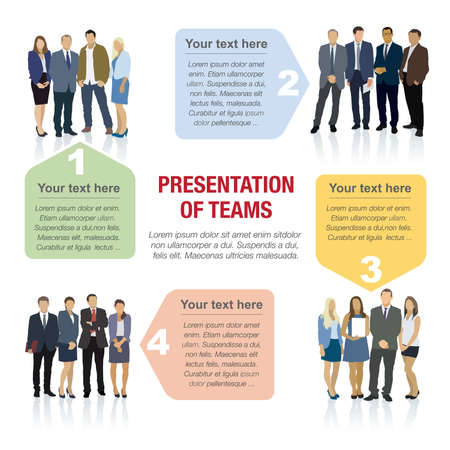 Presentation of teams. Design speech diagrams for infographic and website. Creative testimonials template.のイラスト素材