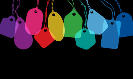 Colorful blank price tags or address labels with various stringsのイラスト素材