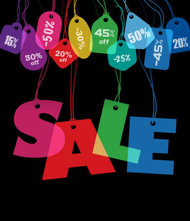 Black Friday. Big Sale and price tags. Sale creative colorful design template on black background
のイラスト素材