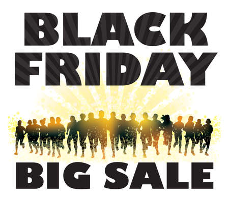 Black Friday. Crowd of running customers. People are running for Black Friday's sale.
のイラスト素材