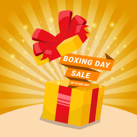 Illustration vector graphic of boxing gift box. Perfect of celebration boxing day.のイラスト素材