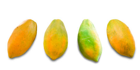 Set of ripe papaya isolated on a white background.の写真素材