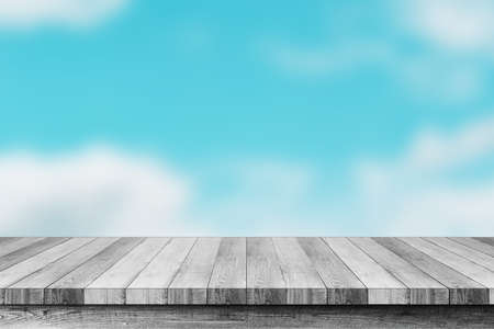 Grey wood on sky blue background. Sky cloud clear
