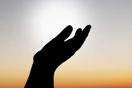 hands open praying up worship. Concept of worship blessing from god.