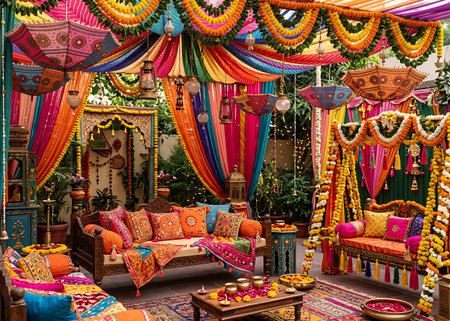 Colorful Decorated Sofa in the Garden, Bangkok, Thailand