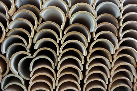 White tiles for decorating buildings such as churches, temples.の写真素材