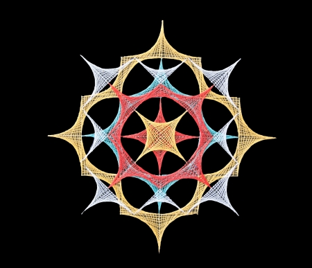 Mathematics is the art of yarn to make a work of art in a variety of formats  Out to be a beautiful piece of work on the basis of mathematics の写真素材