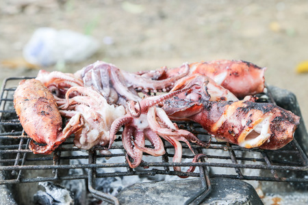 Grilled squid is a favorite of many people. Delicious taste Be made ââin a variety of dishes to please the people around the world.の写真素材