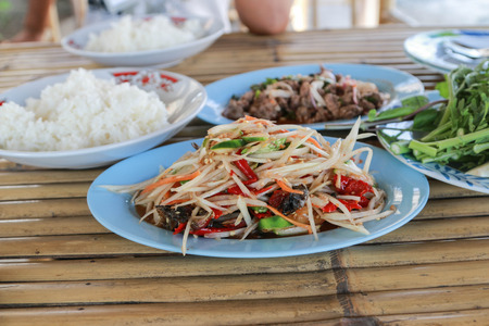 Salad is a mixture of fruit and vegetables, many more. Then mix in a mortar. Uncle machine to mash together popular.の写真素材