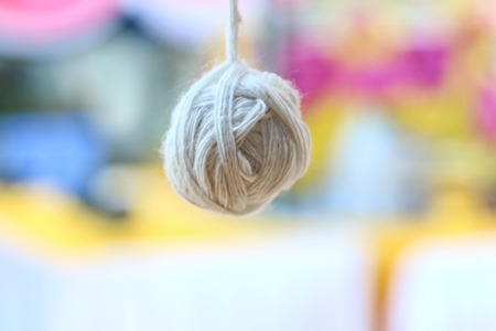 Warp or warp yarn refers to series. Which are located in the lateral There will be a line up waiting to become polished switch fabric in weaving.の写真素材