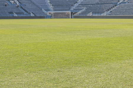 The standard size football pitch Each field may not be the same size, but the size of 105 m. (115 yards) to 68 m. (74 yards) is the most popular sizes used for professional football field.の写真素材