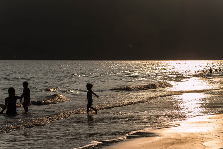 Beach, slopes into the water.のeditorial素材