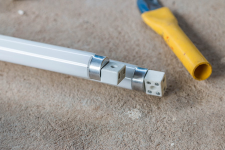 Tubes are used in many kinds. Tubes each have different electrical and optical properties. In selecting bulbs to save electricity.の写真素材