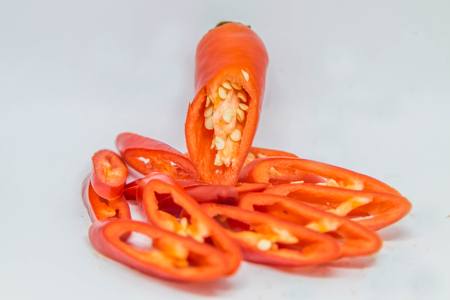 The genus Capsicum pepper plants in the family Solanaceae, which is a spice (spice) one. Nature botany. Chili is biennial plant with a single result.の写真素材