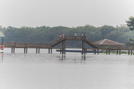 The bridge is a structure that connects the side for over a river valley in road, railway and water. The height of the bridge designのeditorial素材