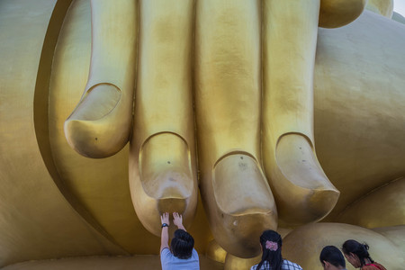 Buddha means that God created instead of King Buddha. To worship May be carved out of various materials such as stone, wood, ivory or other Sawasdee Ka.の写真素材