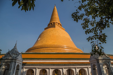 Buddha stupas, pagodas and stupas on important meaning. Respected, person, place, or object to worship.の写真素材
