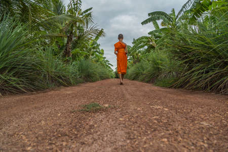 Buddhist priest A priest must have patience. Morning to seek food to eat to live. And like to go out to pilgrimage in various places around the world.の写真素材