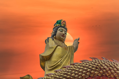 Bodhisattva Kuan (born 19 months Yi, China) are daughters of the same name miaow Sunburst is a goddess. Advent down to earth to help relieve distress to mankind.の写真素材