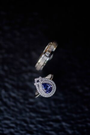 wedding ring with black background