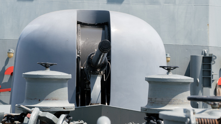 Modern navy ship's gunの写真素材