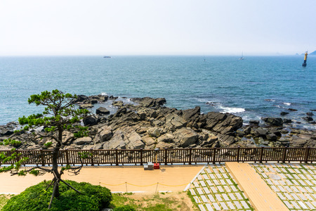 Rock beach on Haeundae Dongbaekseom Island , Busan South Korea.の写真素材