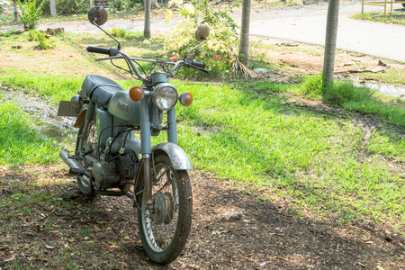 CHONBURI, THAILAND - MARCH 14, 2018 : Circa mid 1960 classic and vintage Yamaha motorcycle from Japan on March 14, 2018 in Chonburi province, Thailand.のeditorial素材