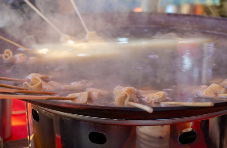 Odeng, a hot , easy-to-eat fishcakes on a skewer. It's very famous South Korea strret food especially in the winter season.の写真素材