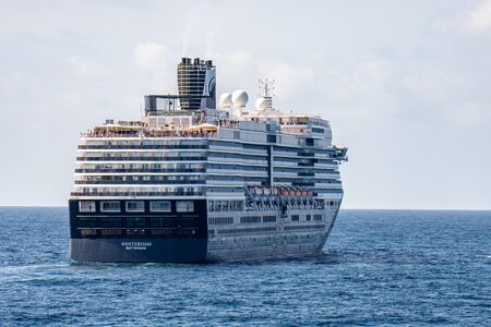 GULF OF SIAM, THAILAND - FEBUARY 12, 2020: MS WESTERDAM, the third ship of the Vista Class cruise ship owned by Holland America Line sails in the sea during the trip to Thailand.のeditorial素材