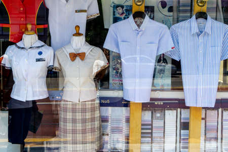 GIMHAE, SOUTH KOREA - JUNE 18, 2017 : Skoolooks shop, a student and college uniforms store locate in Gimhae, South Gyeongsang province, South Korea.のeditorial素材