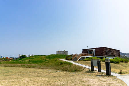 GIMHAE, SOUTH KOREA - JUNE 18, 2017 : Daeseong-dong Tumuli or tombs of Gaya kingdom in Gimehae, South Gyeongsang province, South Korea.のeditorial素材