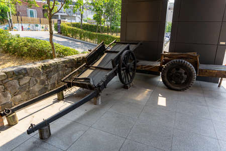 GIMHAE, SOUTH KOREA - JUNE 18, 2017 : Symbol of shield ornaments on the footpath tiles in Gimhae, South Gyeongsang province, South Korea.のeditorial素材