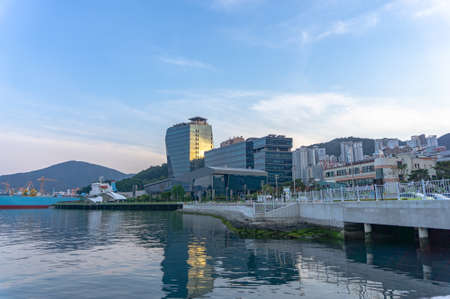 GEOJE, SOUTH KOREA - JUNE 15, 2017: Headquarter of Daewoo shipbuilding and Marine Engineering or DSME shipbuilder locate in Okpo, Geoje island, South Korea.のeditorial素材