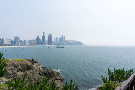 BUSAN,SOUTH KOREA - JULY 20, 2017: The famous Haehundae beach and bay in Busan,South Koreaのeditorial素材