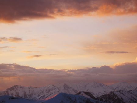Sunset in the Caucasus mountainの写真素材