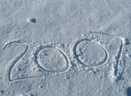 New year date on the snowの写真素材