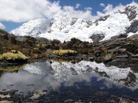 Mountain lake in the Cordilleras mountainの写真素材