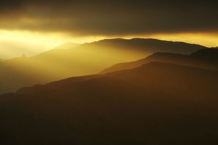 Peaceful sunset in mountain