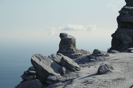 Beautiful frozen rock in Crimean mountainの写真素材