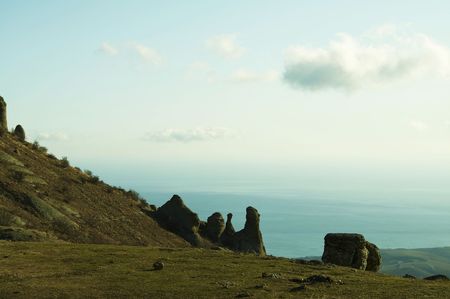 Stones figure in the Crimean mountainの写真素材