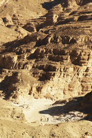 Rock in colorful canyon in Egypt and peopleの写真素材