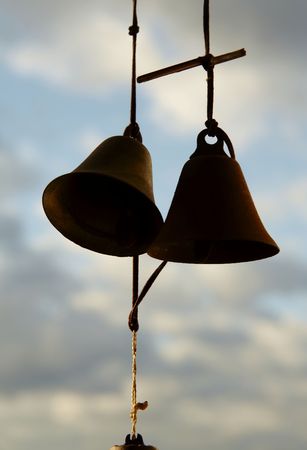 Two Dings on the blue backgroundの写真素材