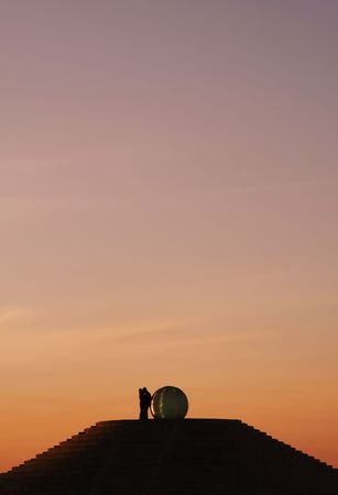 Couple on sunsetの写真素材