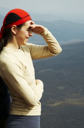 Girl overview landscapesの写真素材