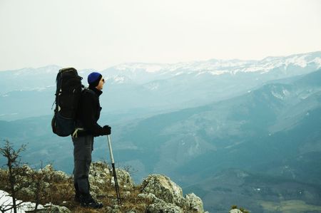 Hiker overview landscapes