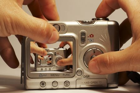 Doubling cameras LCD の写真素材