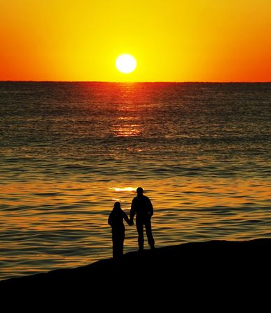 Couple on sunsetの写真素材