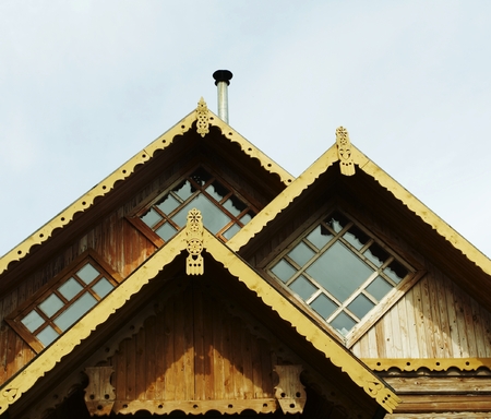 Woods house in touristic campingの写真素材