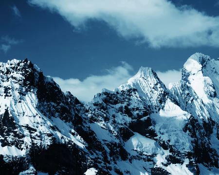 Snowcovered high mountain Cordillerasの写真素材